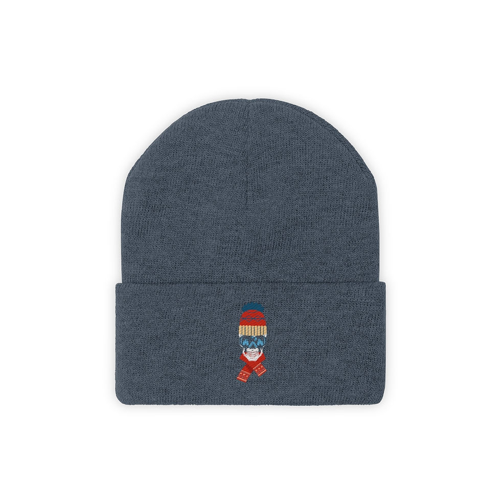 Thumbnail: Ski Skull With Red And Blue Scarf And Hat: Knit Beanie