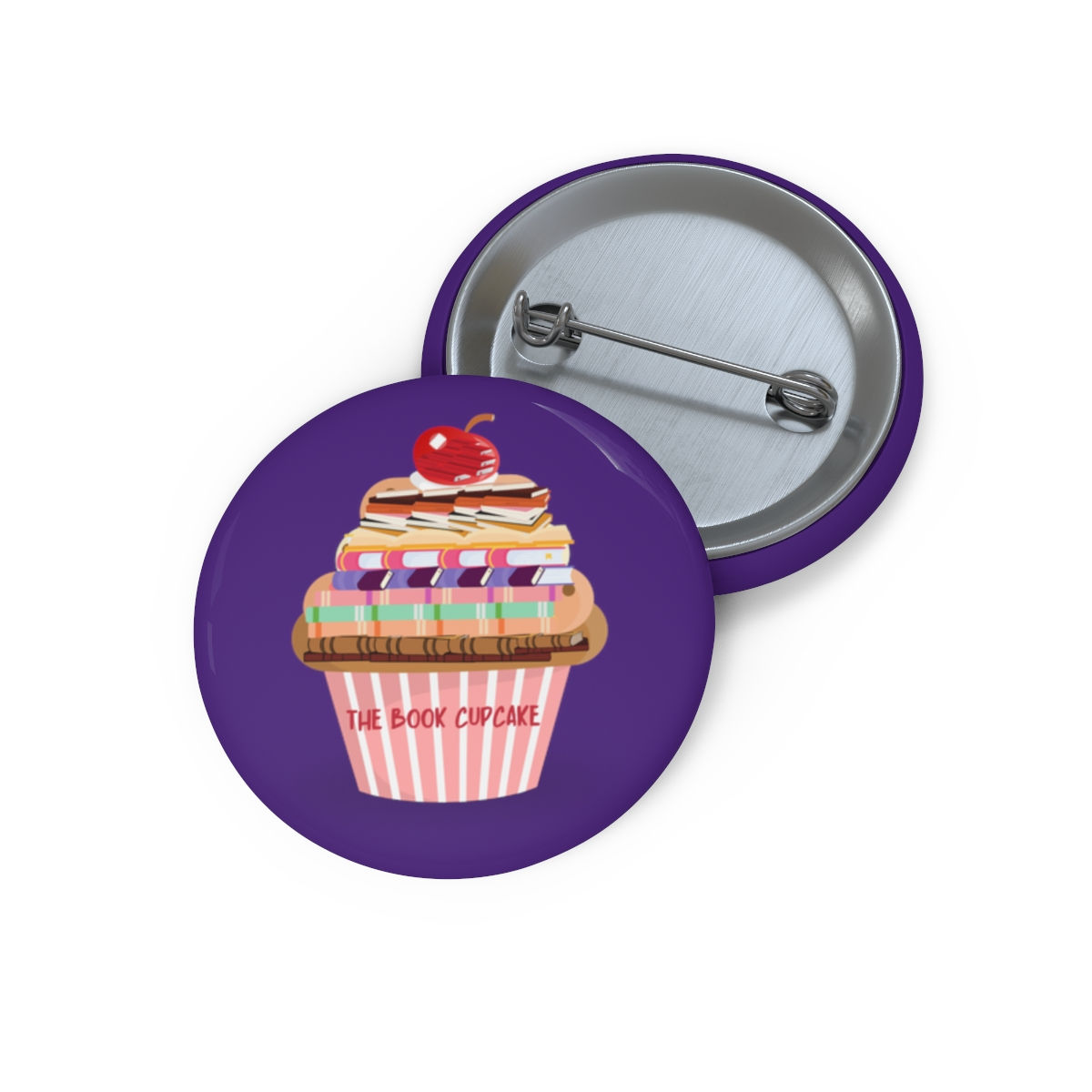 Book Cupcake Custom Pin Buttons