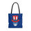 Thumbnail: Ski Skull With American Hat And Stars: Tote Bag