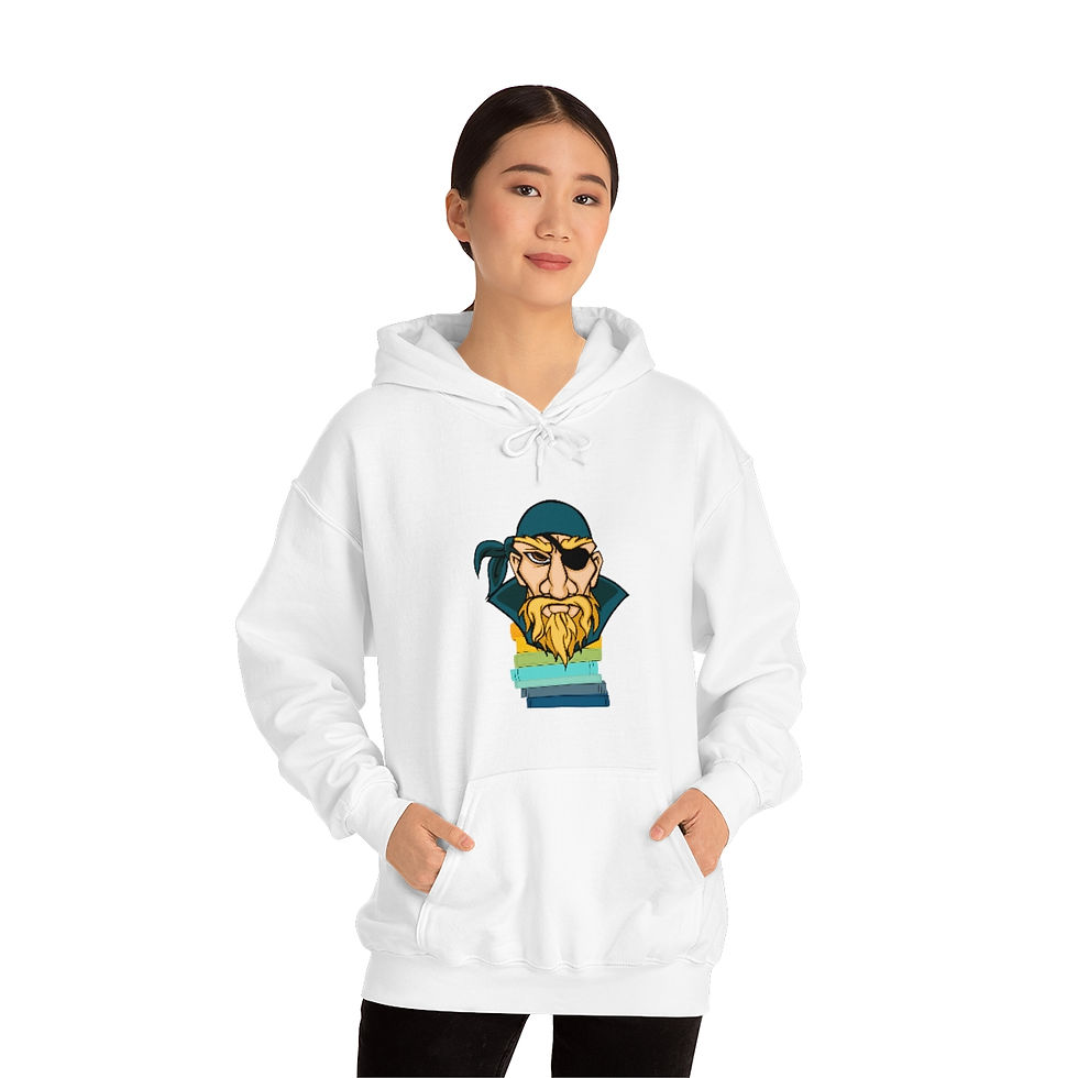 Thumbnail: Pirate Book Stack Blue: Unisex Heavy Blend™ Hooded Sweatshirt