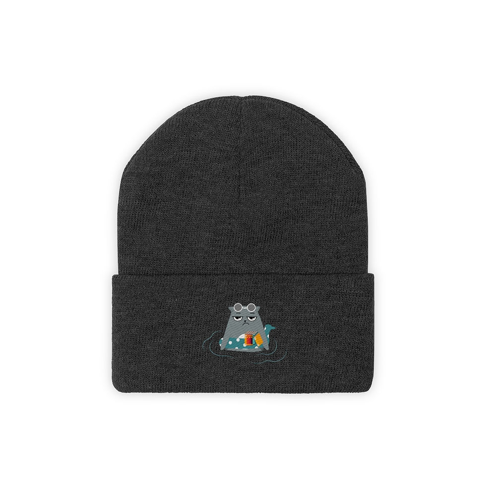 Thumbnail: Gray the swimming cat, Knit Beanie