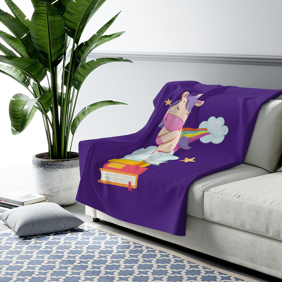 Thumbnail: Unicorn Unitoot on a Book Stack! High Quality Cozy Fleece Blanket