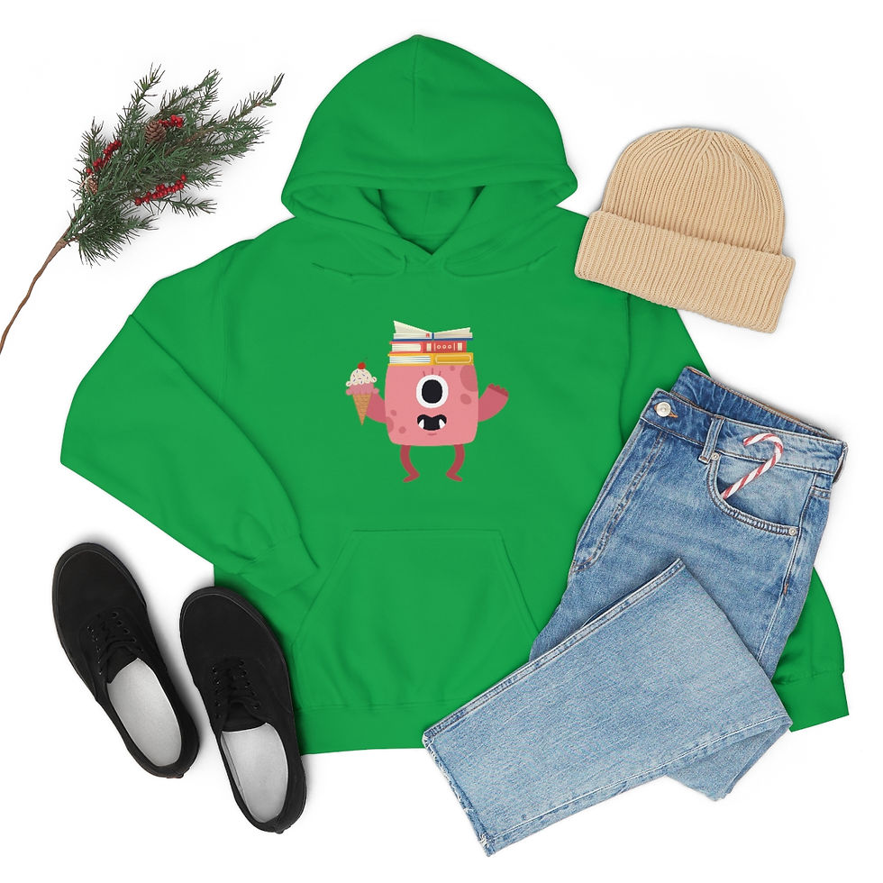 Thumbnail: Pink Book Monster: Unisex Heavy Blend™ Hooded Sweatshirt