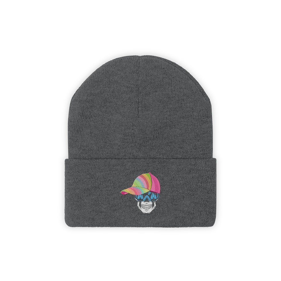 Thumbnail: Ski Skull With Multi-Colored Hat: Knit Beanie