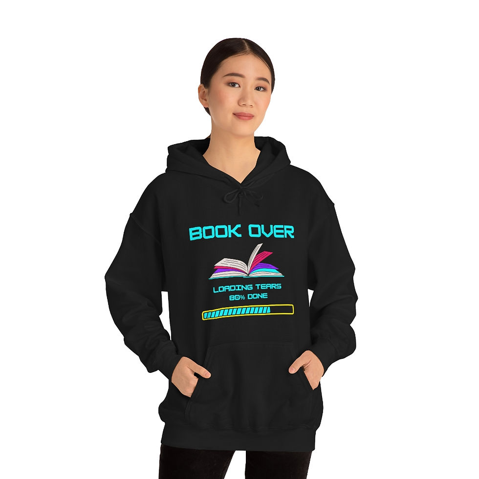 Thumbnail: Book Over, Loading Tears, 80% Blue: Unisex Heavy Blend™ Hooded Sweatshirt