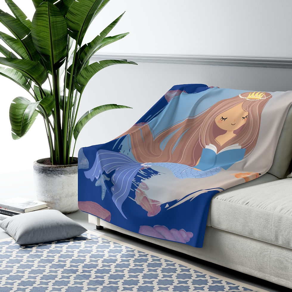 Thumbnail: Mermaid: One More Bedtime Story Blue: high quality cozy fleece blanket