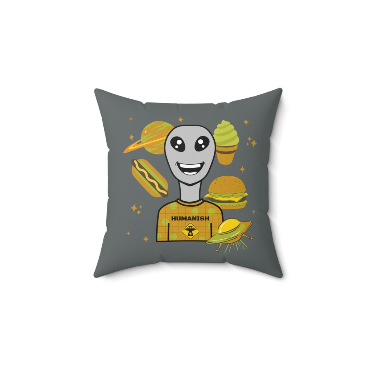 Humanish / Alien Design #3: Spun Polyester Square Pillow