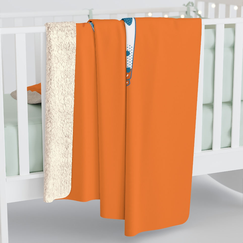 Thumbnail: Sushi and Boba Orange and Blue: High Quality Cozy Fleece Blanket
