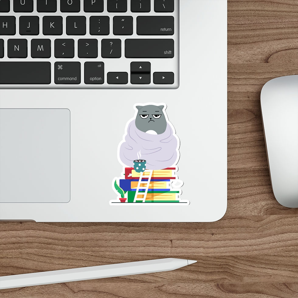 Thumbnail: Gray the cozy, sick cat: Die-Cut Stickers