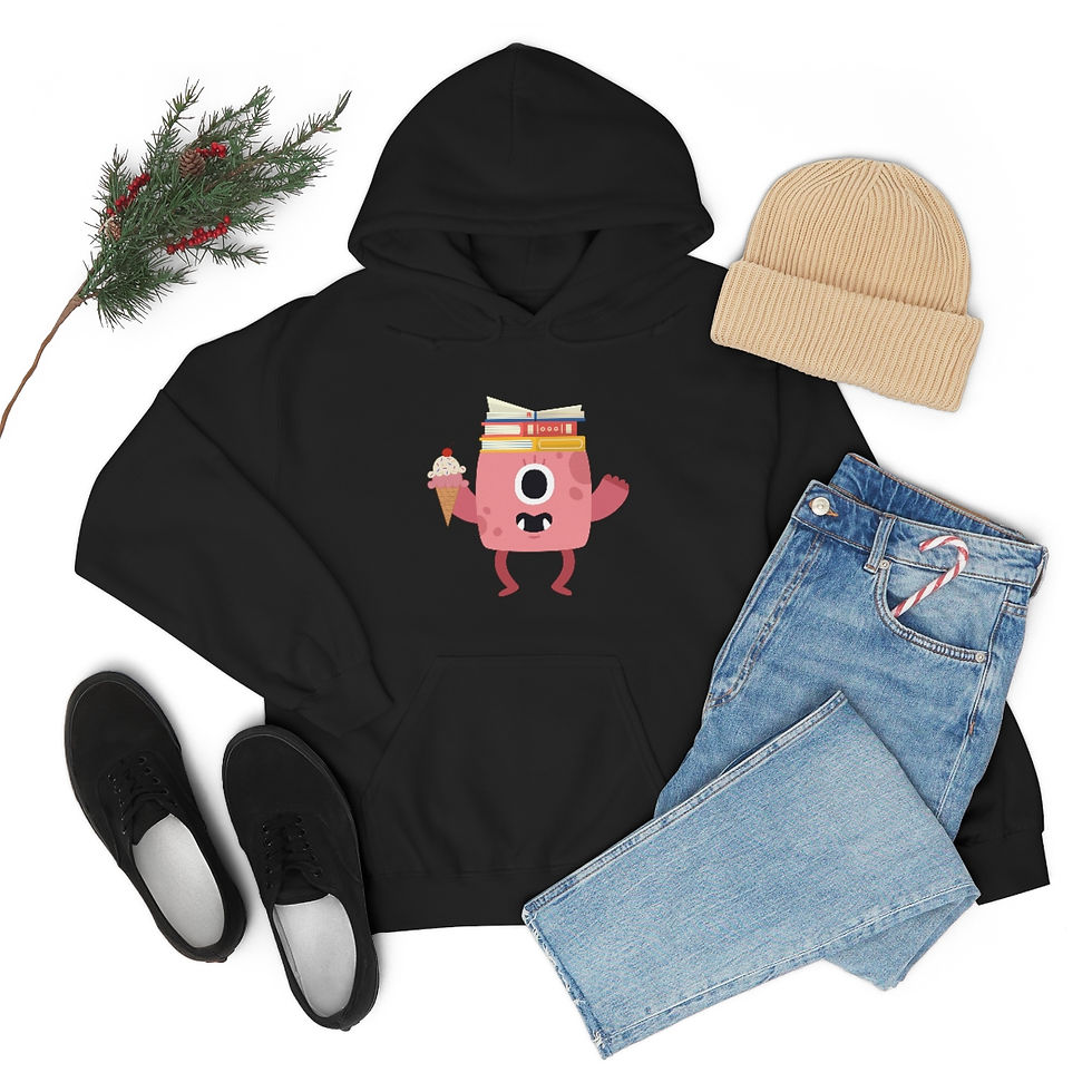 Thumbnail: Pink Book Monster: Unisex Heavy Blend™ Hooded Sweatshirt