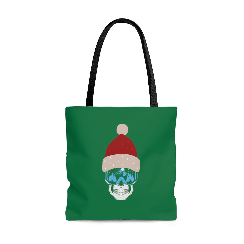 Thumbnail: Ski Skull With Multi-Colored Hat: Tote Bag
