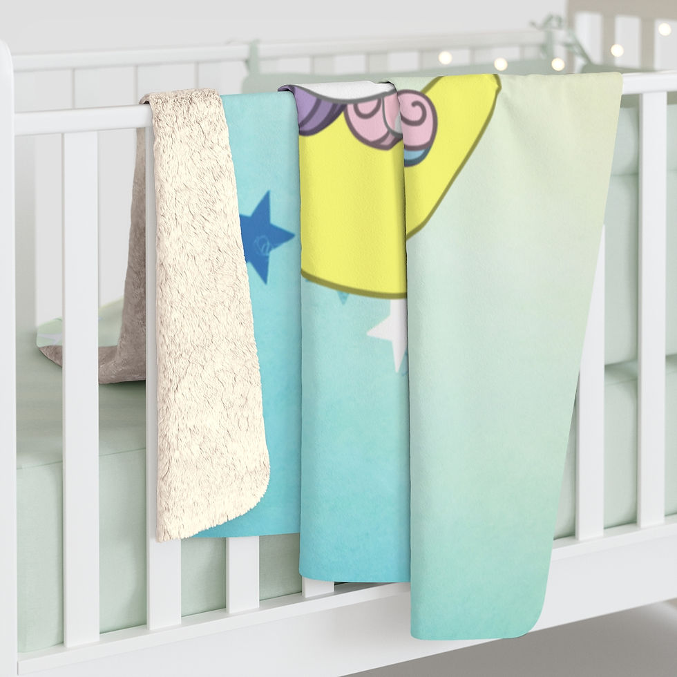 Thumbnail: Cute Unicorn Sleeping On The Moon: High Quality Cozy Fleece Blanket