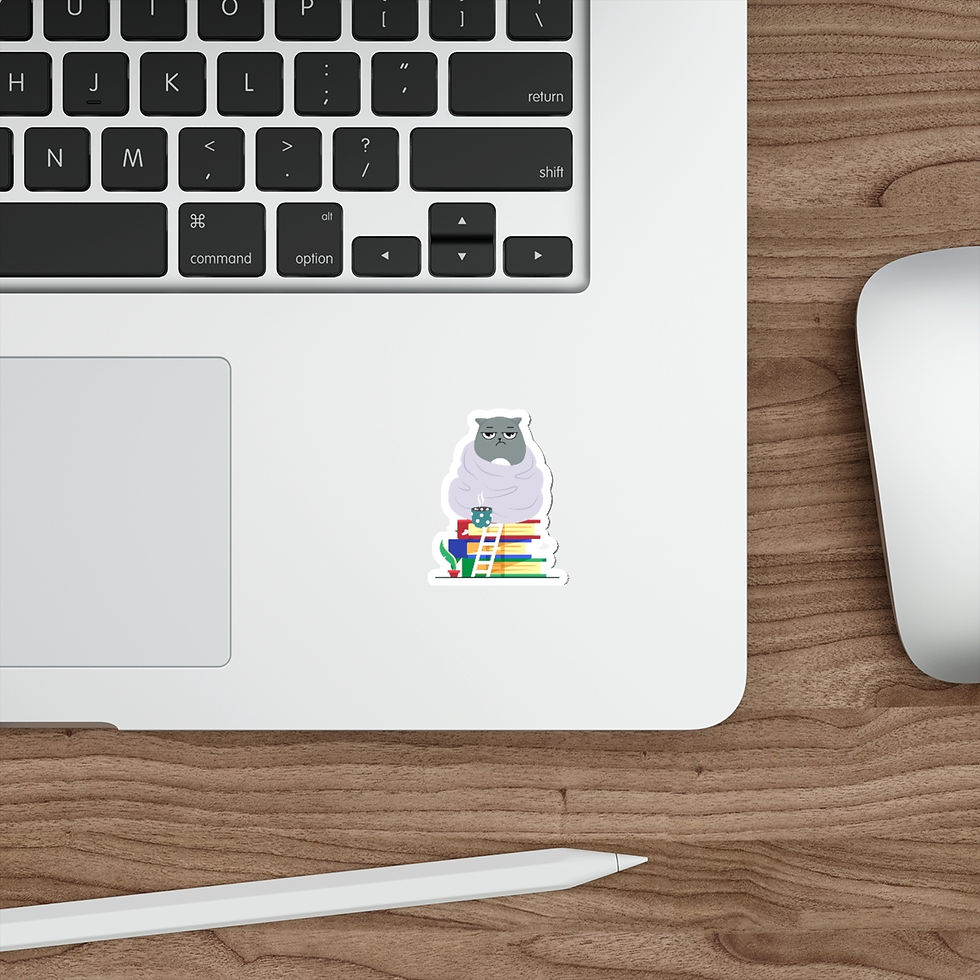 Thumbnail: Gray the cozy, sick cat: Die-Cut Stickers