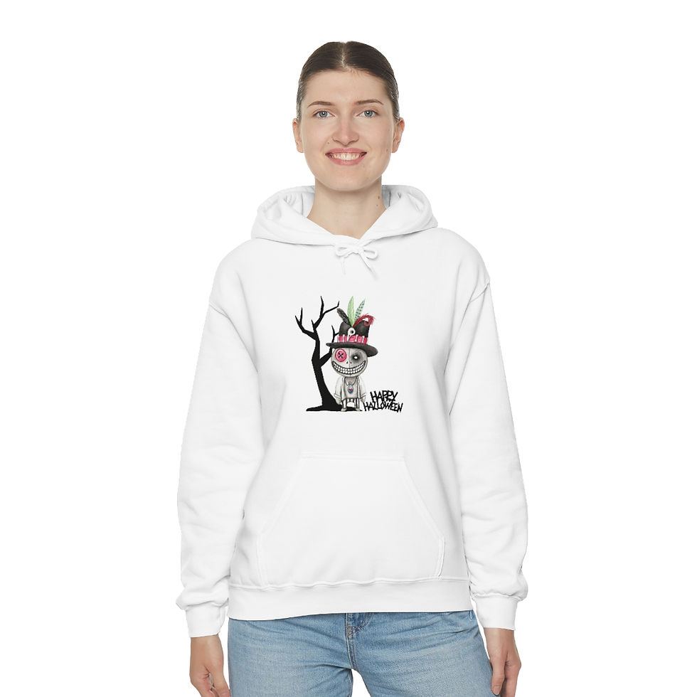 Thumbnail: Halloween Skeleton by a Tree: Unisex Heavy Blend™ Hooded Sweatshirt