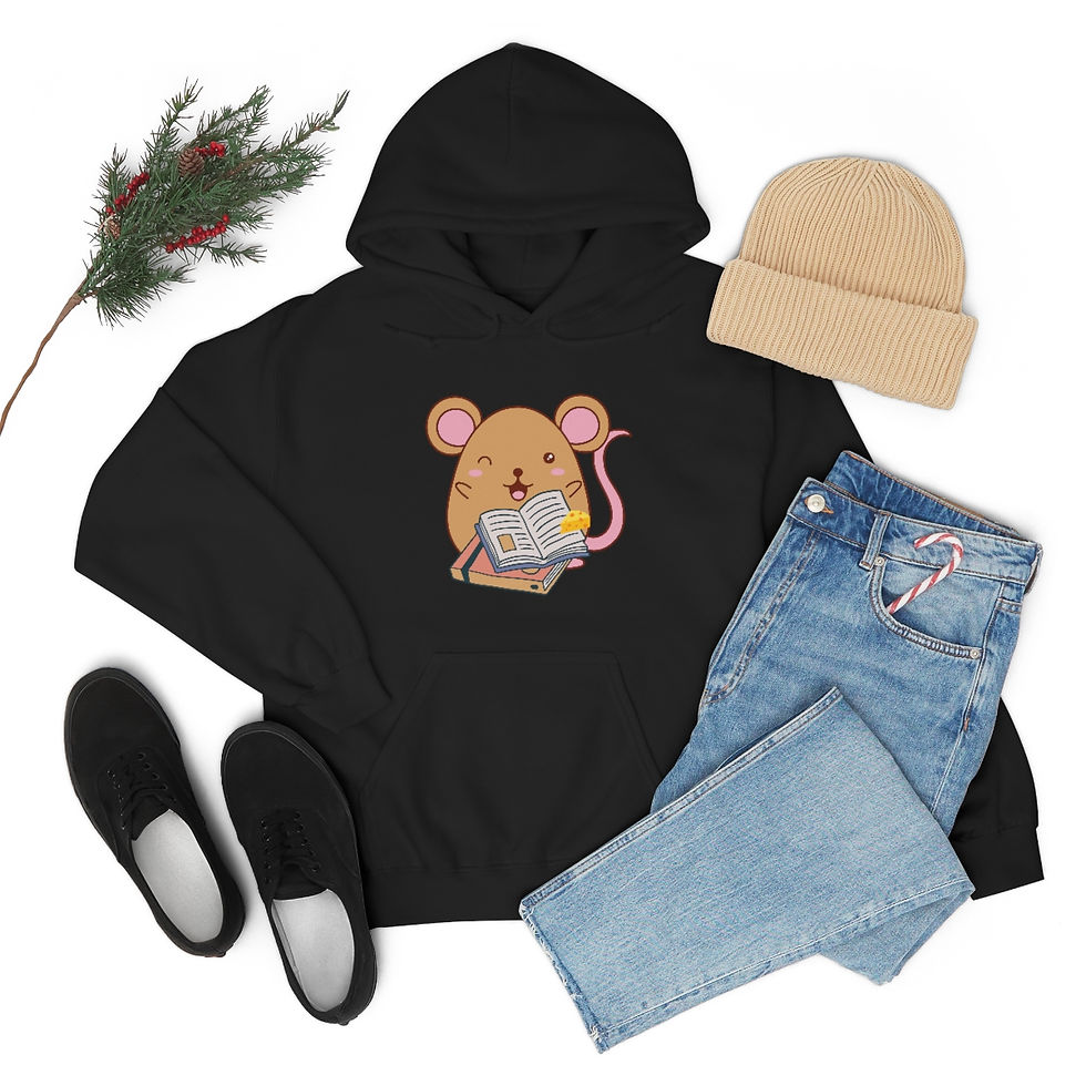 Thumbnail: Mouse with Books: Unisex Heavy Blend™ Hooded Sweatshirt