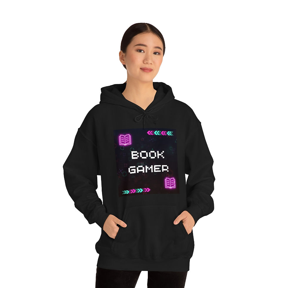 Thumbnail: Book Gamer, Pink and Purple Retro: Unisex Heavy Blend™ Hooded Sweatshirt