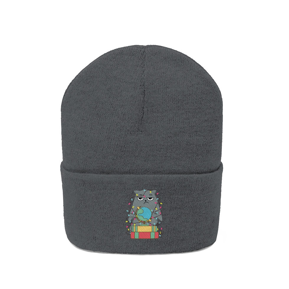 Thumbnail: Gray the cozy, sick cat: Knit Beanie