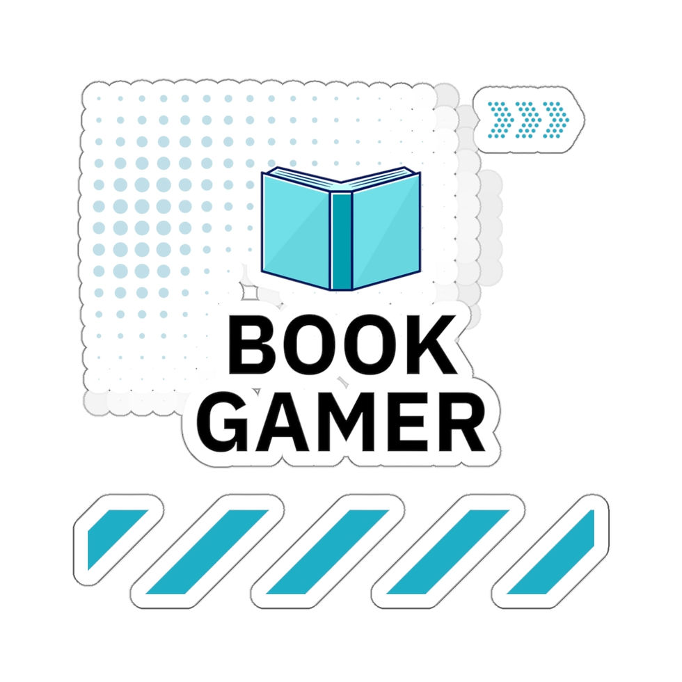 Thumbnail: Book Gamer: Light Blue Text with Designs: Die-Cut Stickers