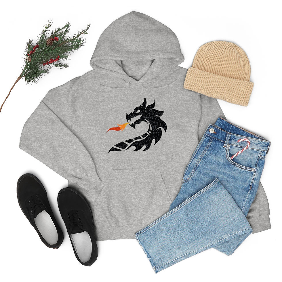 Thumbnail: Book Dragon With Fire: Unisex Heavy Blend™ Hooded Sweatshirt