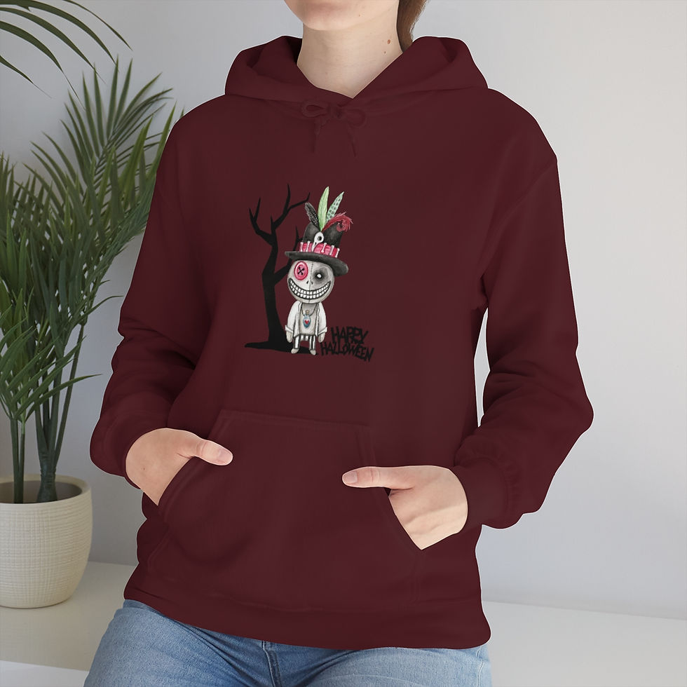 Thumbnail: Halloween Skeleton by a Tree: Unisex Heavy Blend™ Hooded Sweatshirt