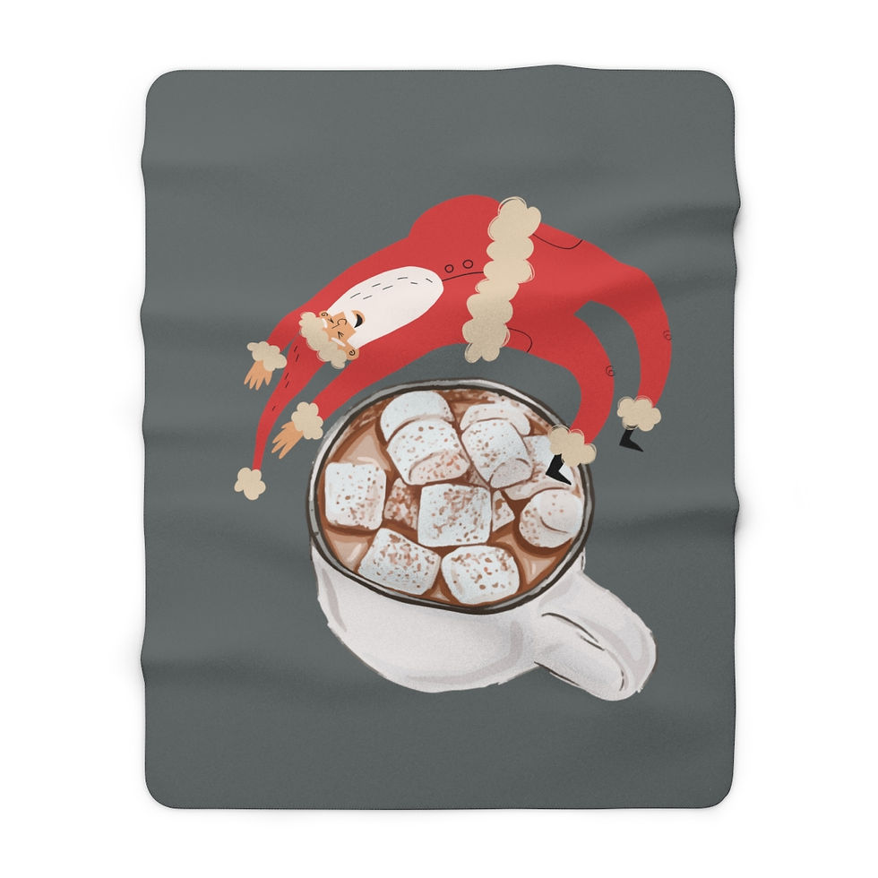Thumbnail: Santa Flipping Over A Cup Of Hot Cocoa: high quality cozy fleece blanket