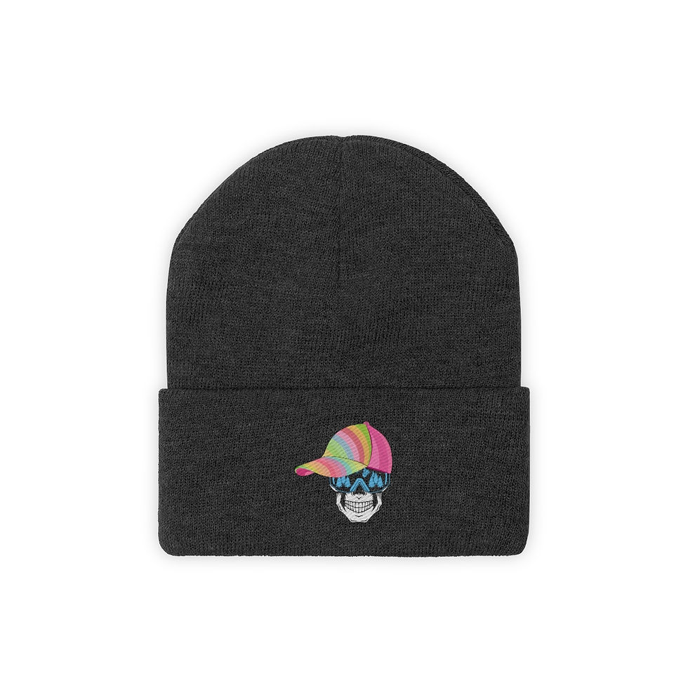 Thumbnail: Ski Skull With Multi-Colored Hat: Knit Beanie