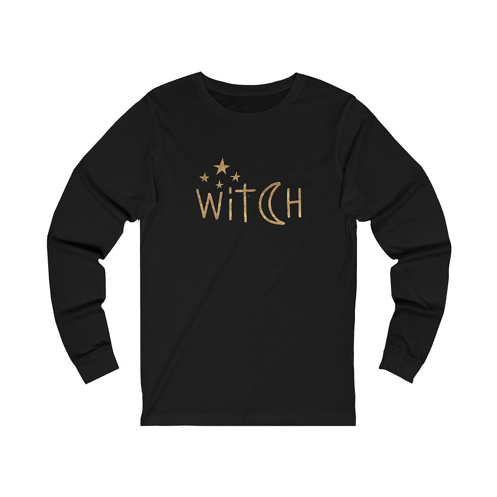Thumbnail: Witch Design With Stars And Moon: Unisex long sleeve tee.