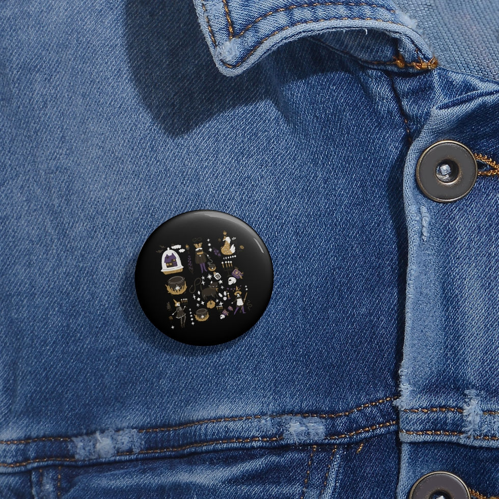 Thumbnail: Halloween Pattern Retro Design: Pin Buttons