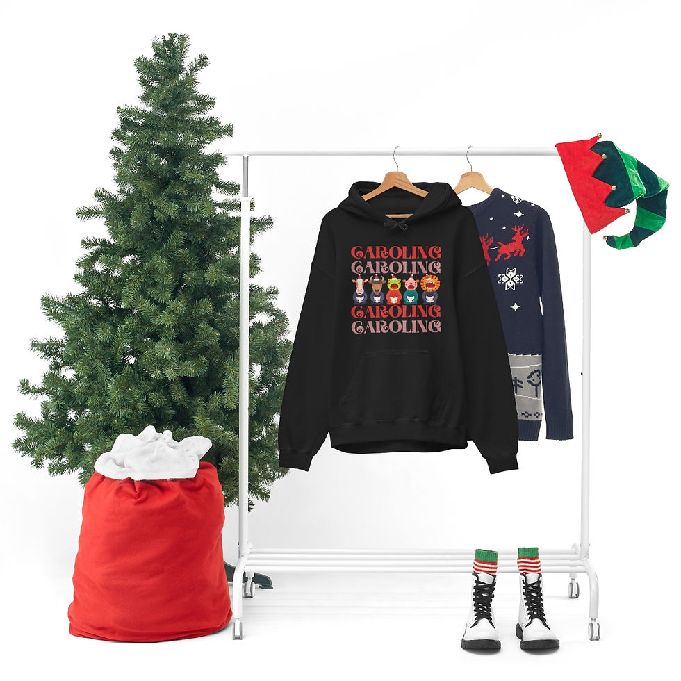 Thumbnail: Caroling Animals for the Holidays: Unisex Heavy Blend™ Hooded Sweatshirt