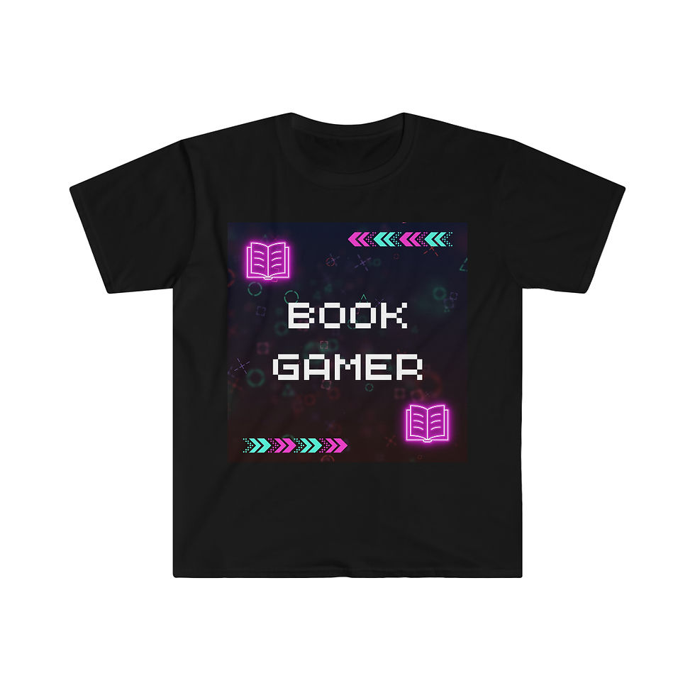 Thumbnail: Book Gamer, Pink Designs: Unisex Softstyle T-Shirt