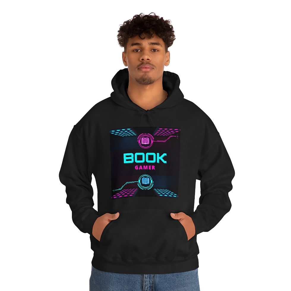 Thumbnail: Book Gamer Pink and Blue Vortex: Unisex Heavy Blend™ Hooded Sweatshirt