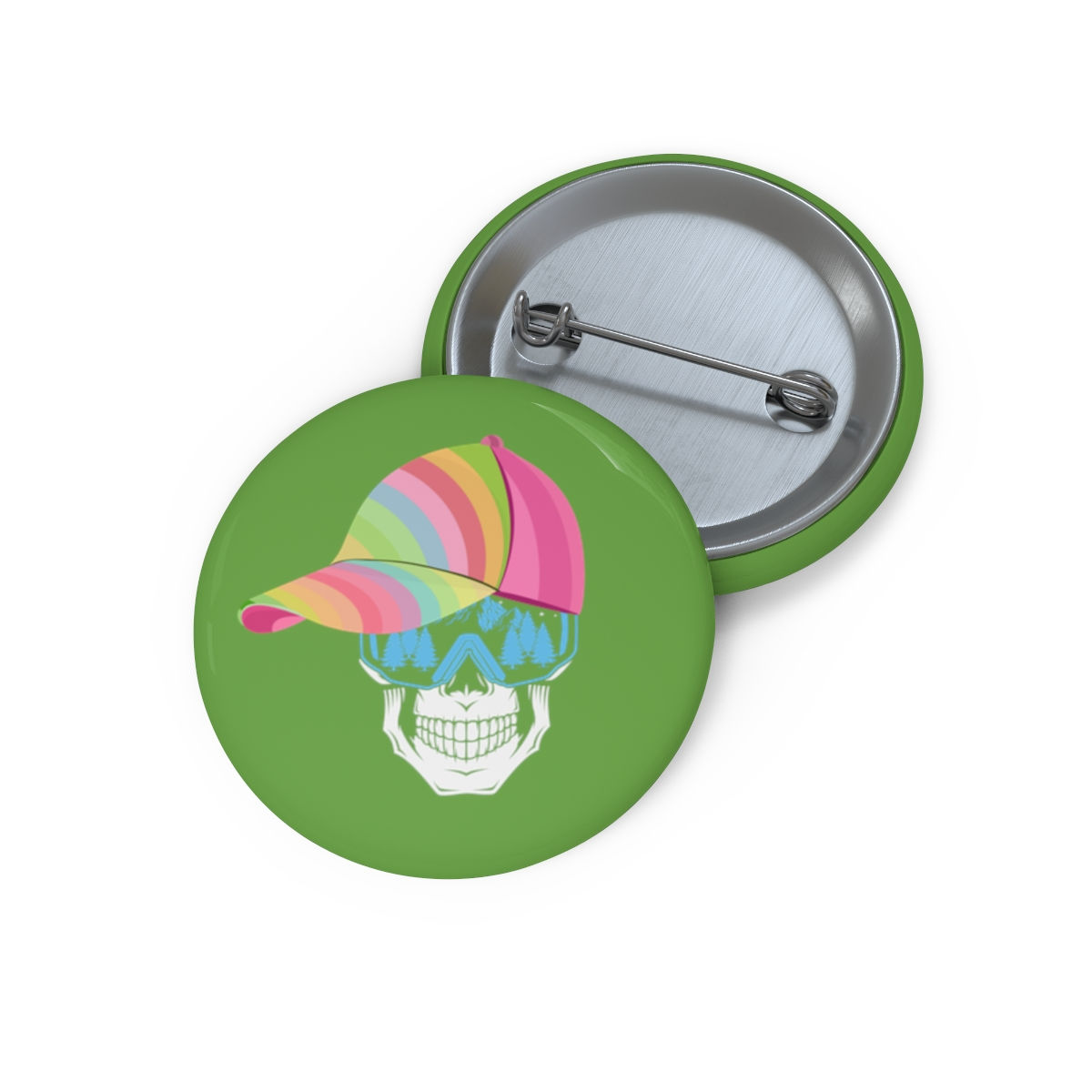 Ski Skull With Multi-Colored Hat: Pin Buttons