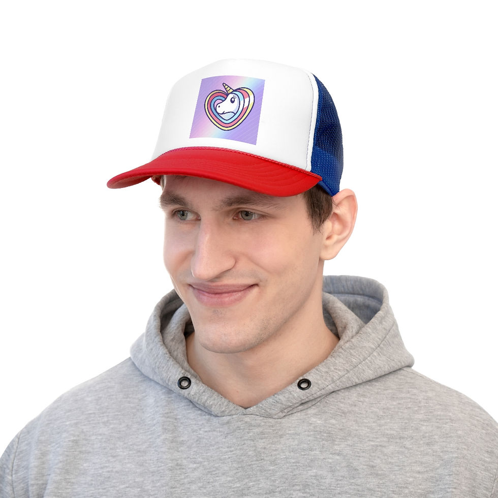 Thumbnail: Heart Unicorn Design: Trucker Caps