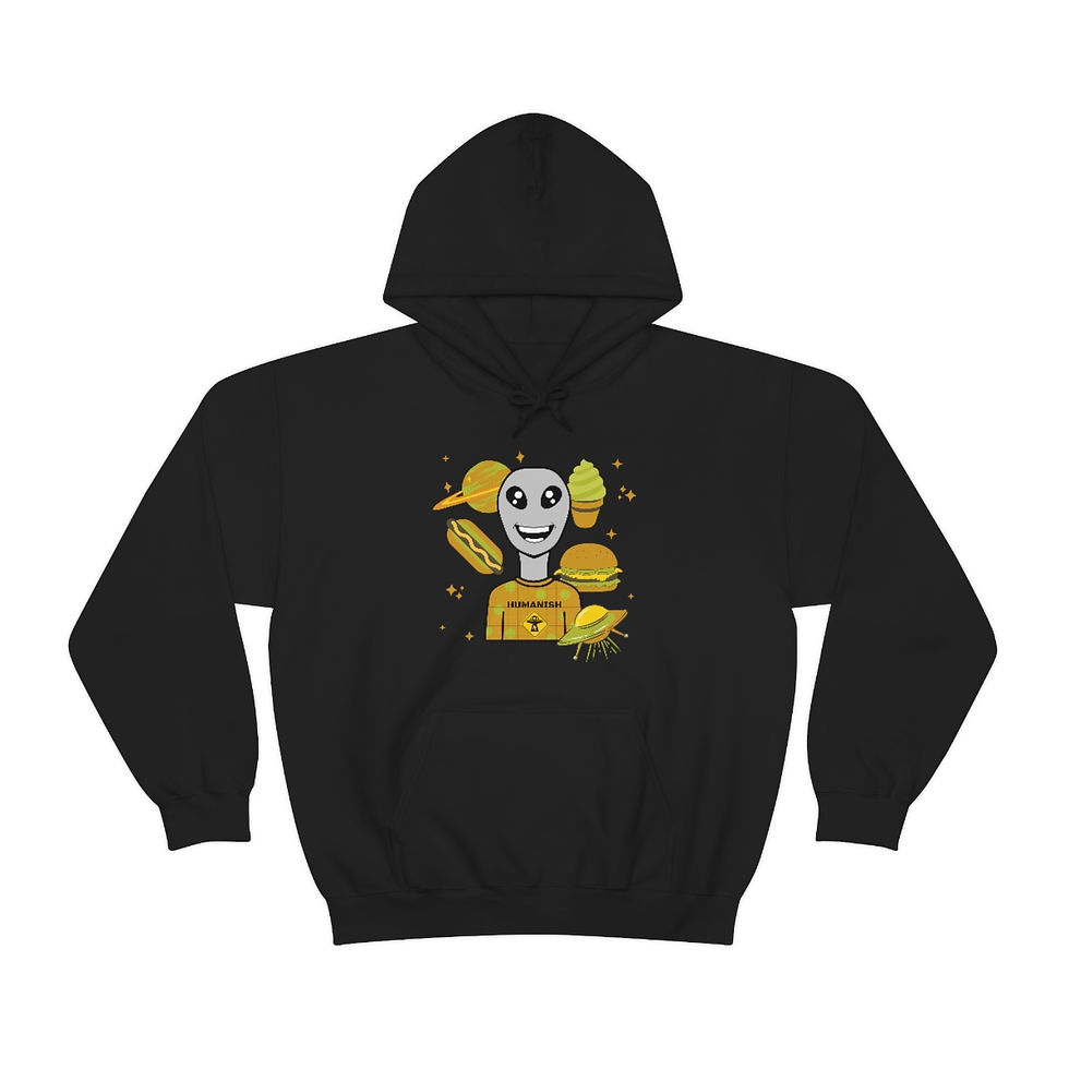 Thumbnail: Alien / Humanish Design With Food Items: Unisex Heavy Blend™ Hooded Sweatshirt