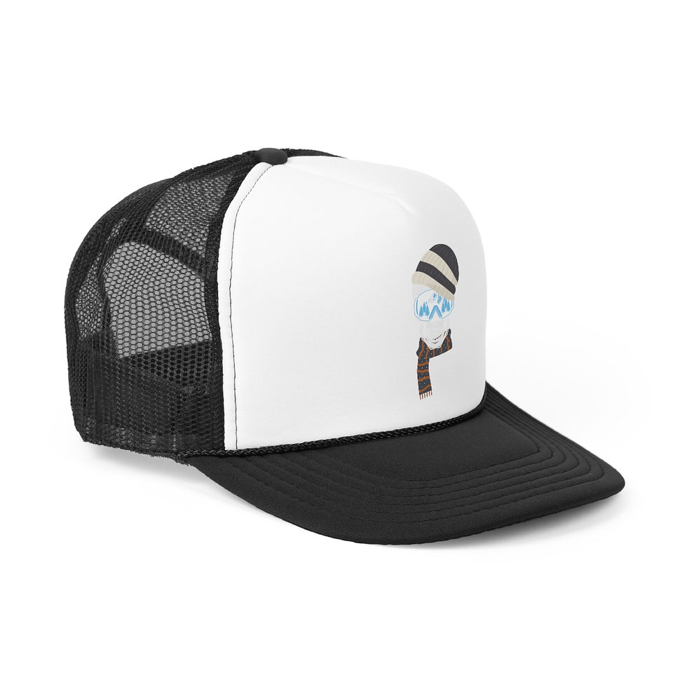 Thumbnail: Ski Skull Dude With Grey and White Beanie: Trucker Caps