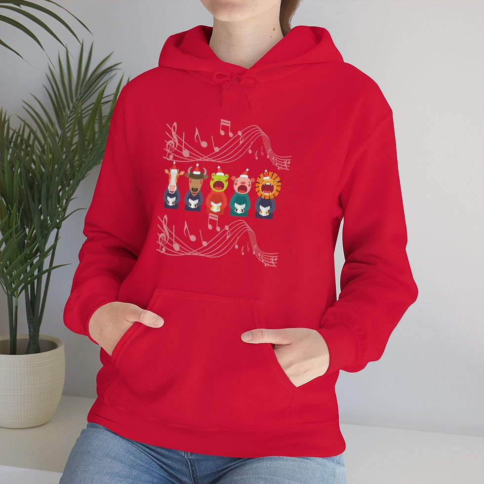 Thumbnail: Animals Caroling for the Holidays: Unisex Heavy Blend™ Hooded Sweatshirt