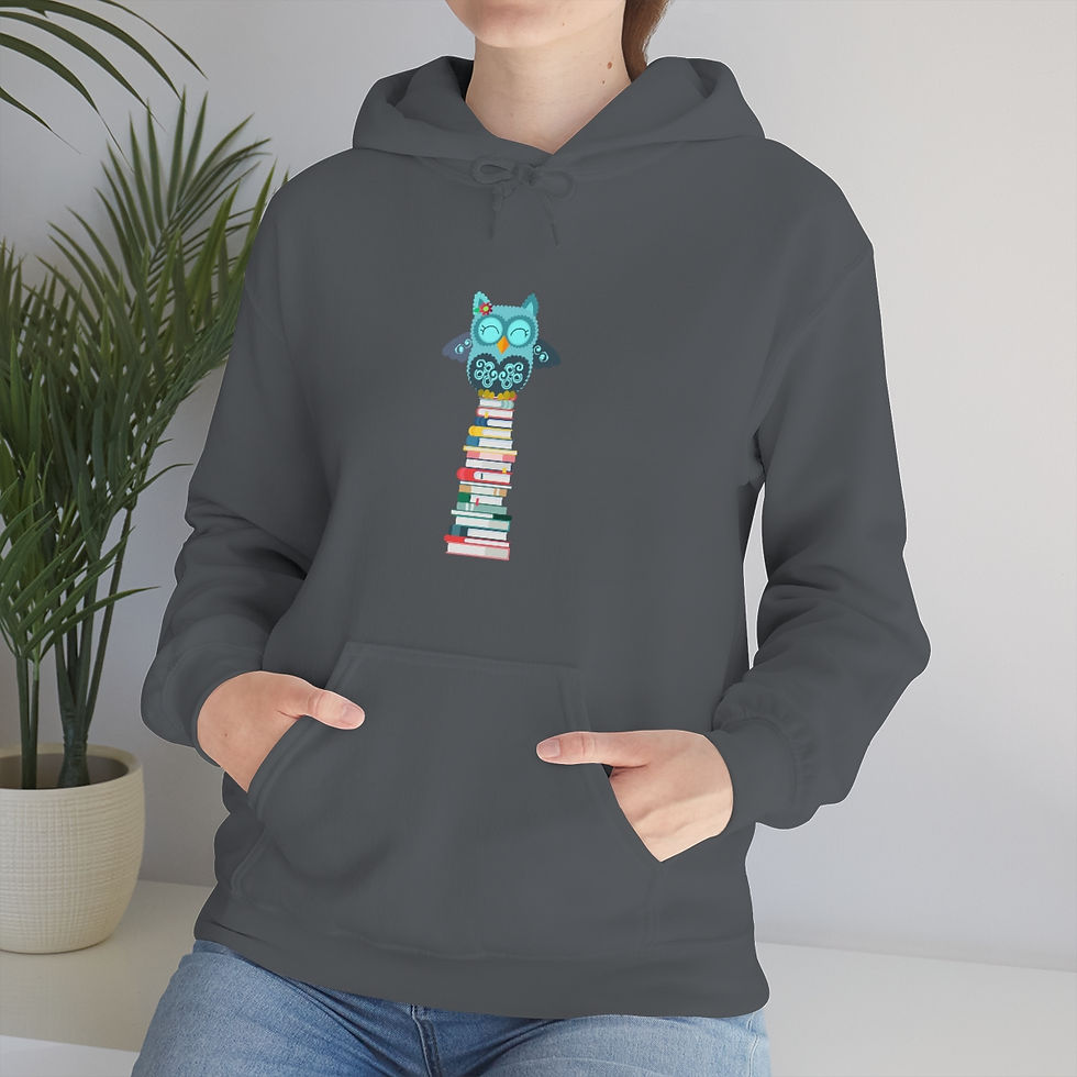 Thumbnail: Very Tall Owl Book Stack: Unisex Heavy Blend™ Hooded Sweatshirt