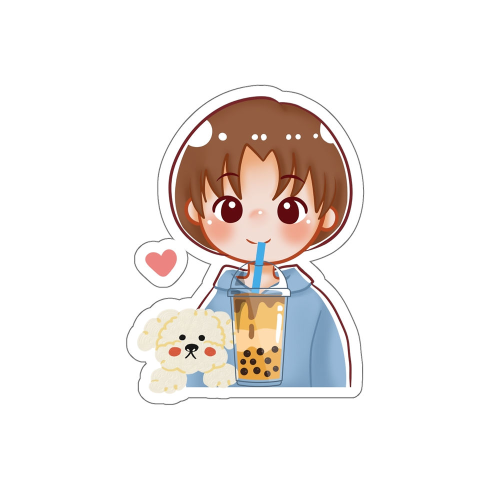 Thumbnail: Boy with Dog And Boba: Die-Cut Stickers