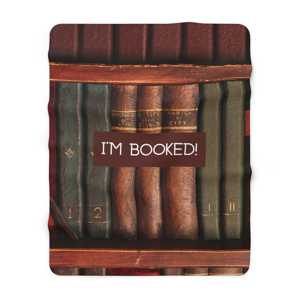 Thumbnail: "I'm Booked!" Leather Books: High Quality Cozy Fleece Blanket
