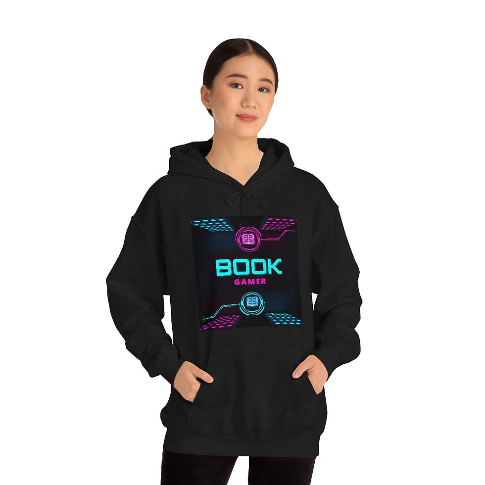 Thumbnail: Book Gamer Pink and Blue Vortex: Unisex Heavy Blend™ Hooded Sweatshirt