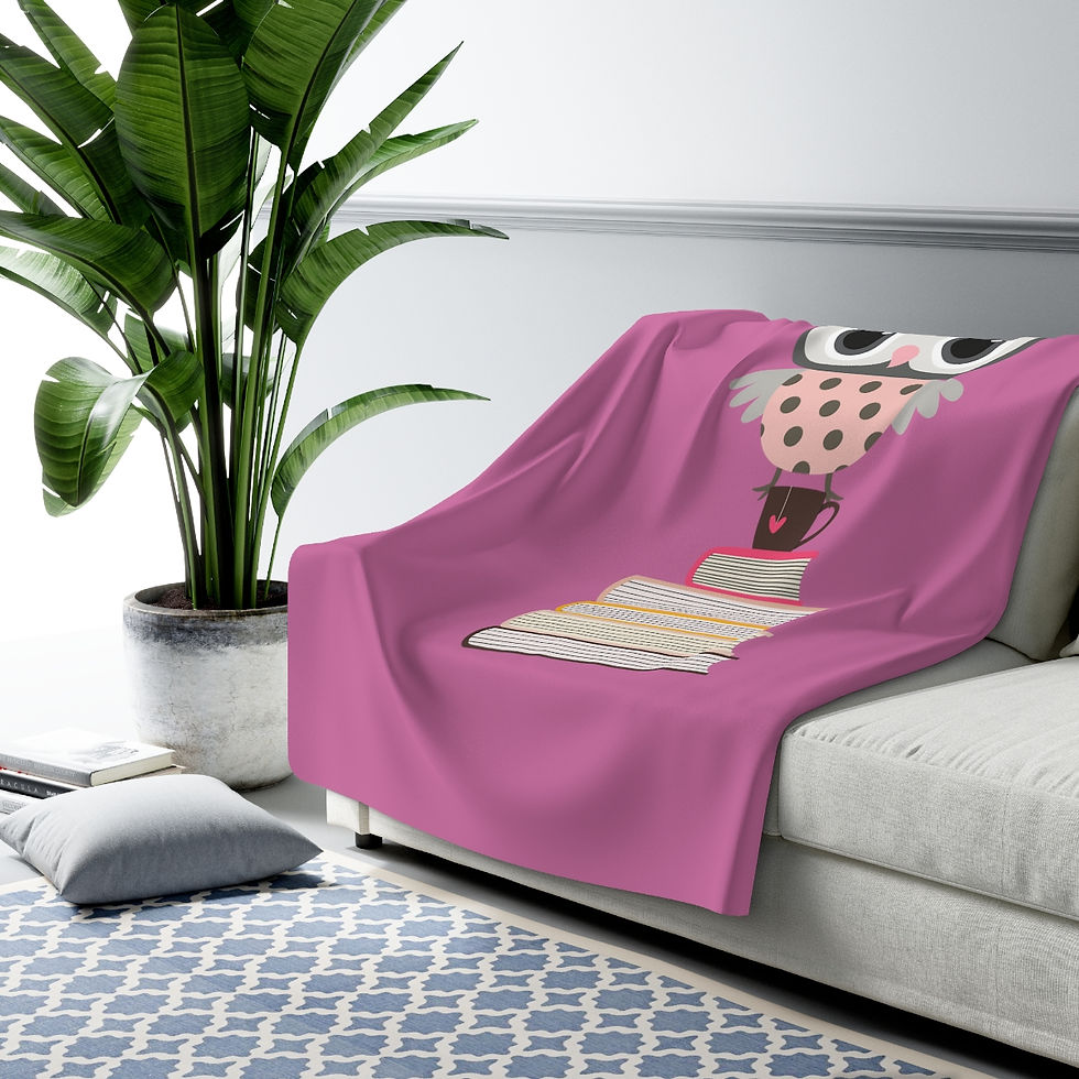 Thumbnail: Owl Design Pink and Grey: High Quality Cozy Fleece Blanket