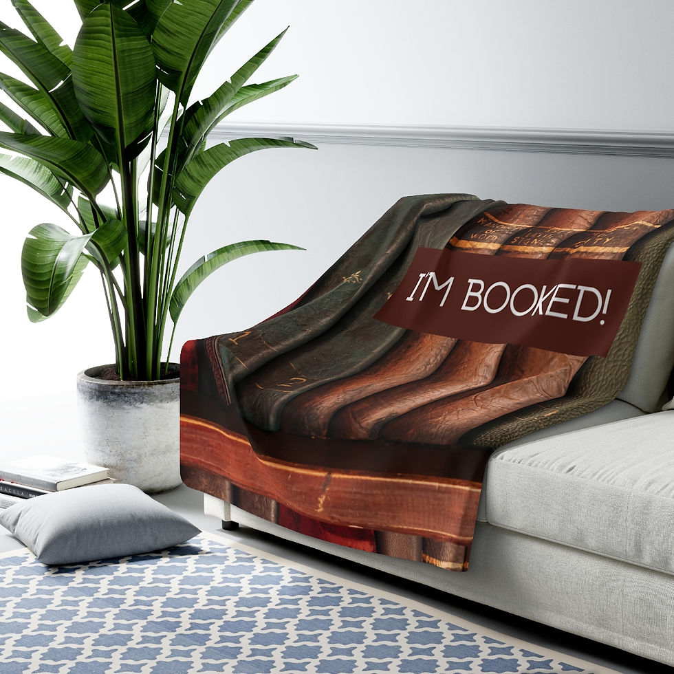 Thumbnail: "I'm Booked!" Leather Books: High Quality Cozy Fleece Blanket