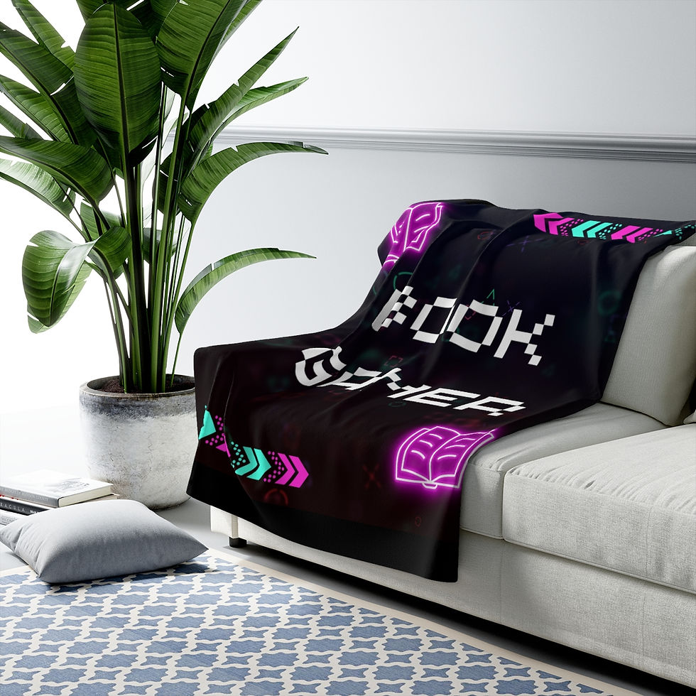 Thumbnail: Book Gamer, Pink Retro Design: High Quality Cozy Fleece Blanket