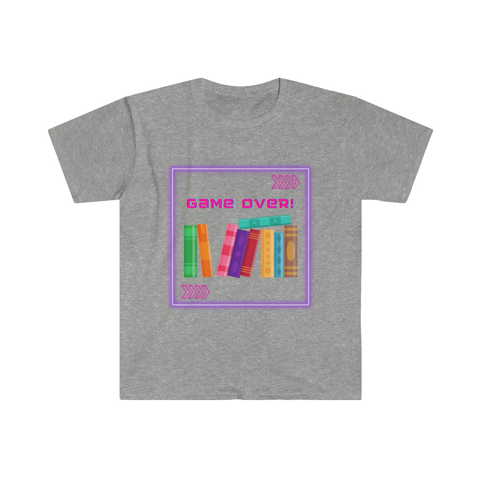 Thumbnail: Game Over Book Stack: Unisex Softstyle T-Shirt