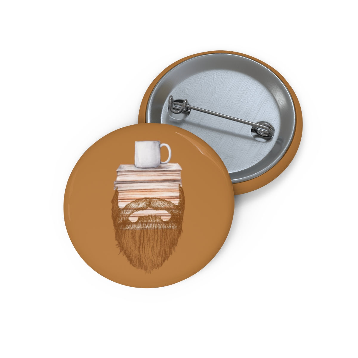 Brown Beard Basket Custom Pin Buttons