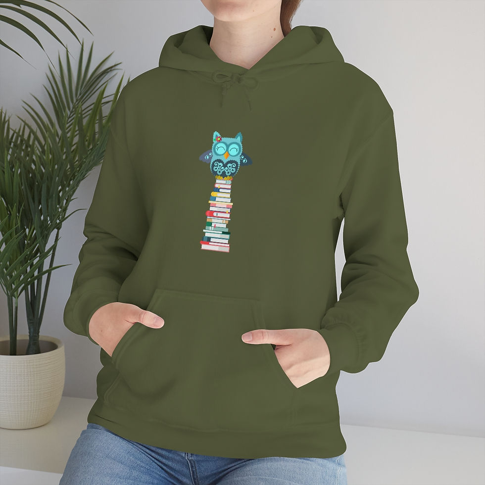 Thumbnail: Very Tall Owl Book Stack: Unisex Heavy Blend™ Hooded Sweatshirt