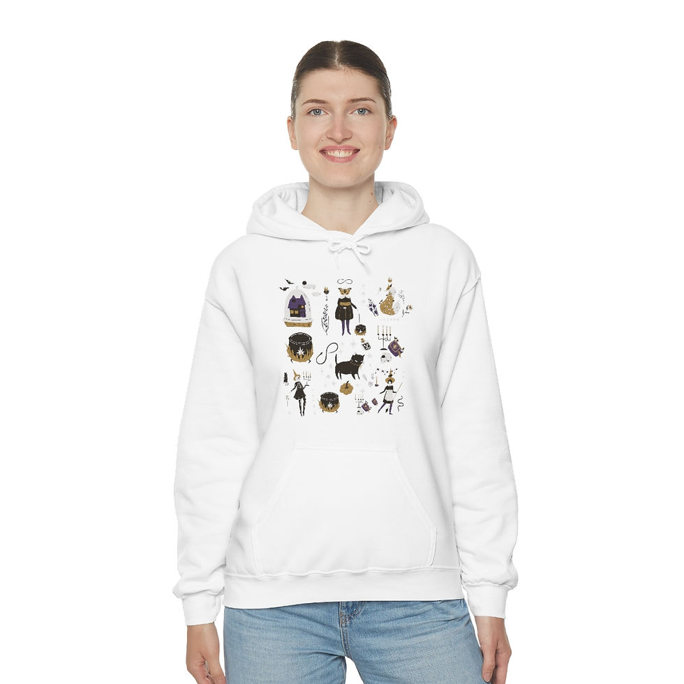 Thumbnail: Halloween Pattern Retro Design: Unisex Heavy Blend™ Hooded Sweatshirt