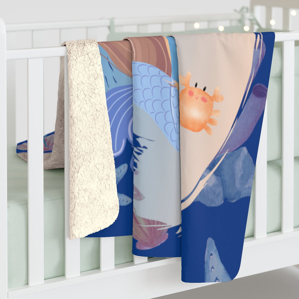 Thumbnail: Mermaid: One More Bedtime Story Blue: high quality cozy fleece blanket