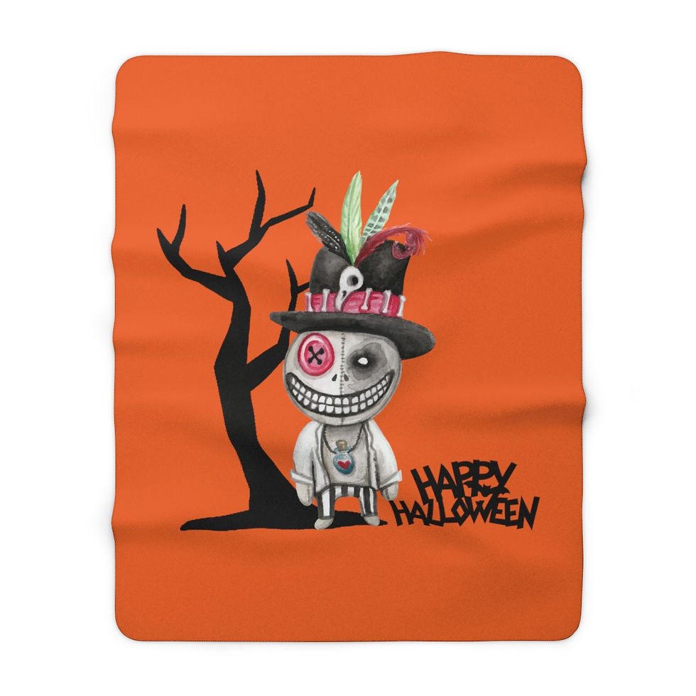 Thumbnail: Halloween Skeleton By A Tree: High Quality Cozy Fleece Blanket