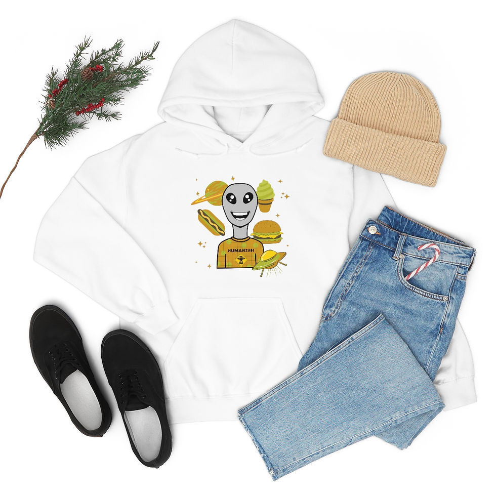 Thumbnail: Alien / Humanish Design With Food Items: Unisex Heavy Blend™ Hooded Sweatshirt